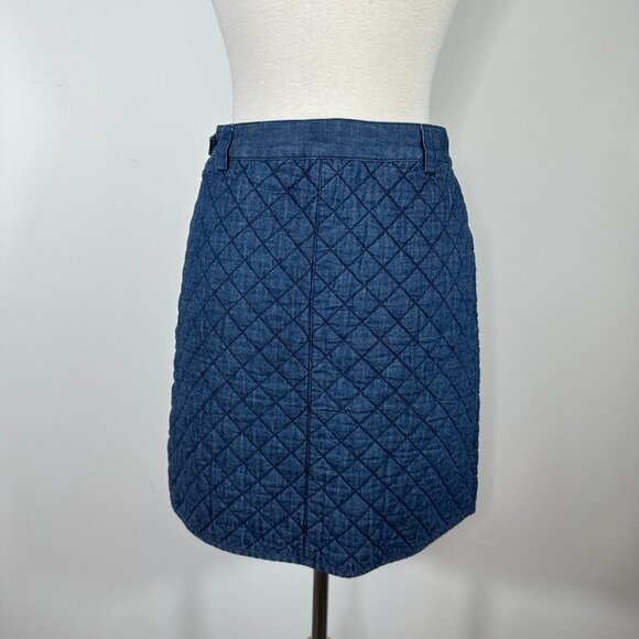 BROOKS BROTHERS Red Fleece Womens' Blue Denim Quilted Mini Skirt Size 6 - Picture 7 of 15